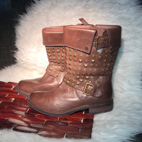 UGG women’s Stud Moto Leather Boots 8 - Picture 5 of 12